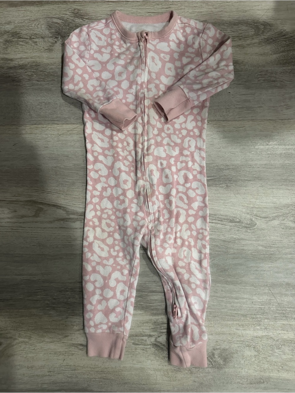 Old Navy Pink and White Leopard-Print Footed Pajama